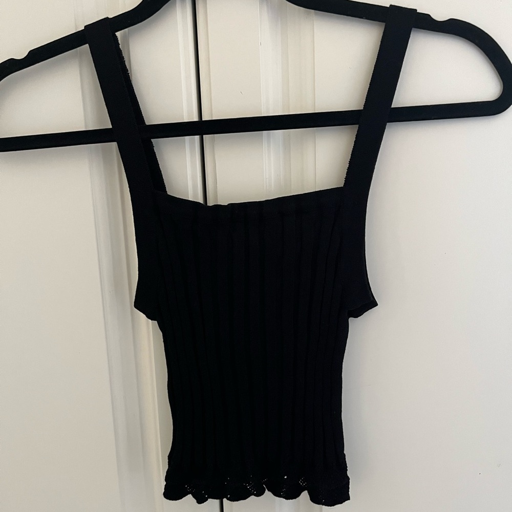 Black Tank Top with Lace trim